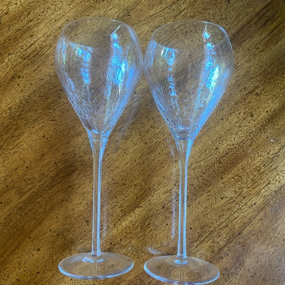 Pier 1 Crackle Reflections 9 3/4”Goblet Set